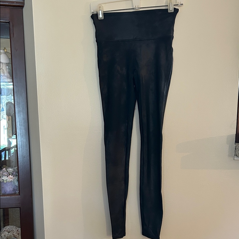 Spanx Black High-Waist Faux Leather Leggings
